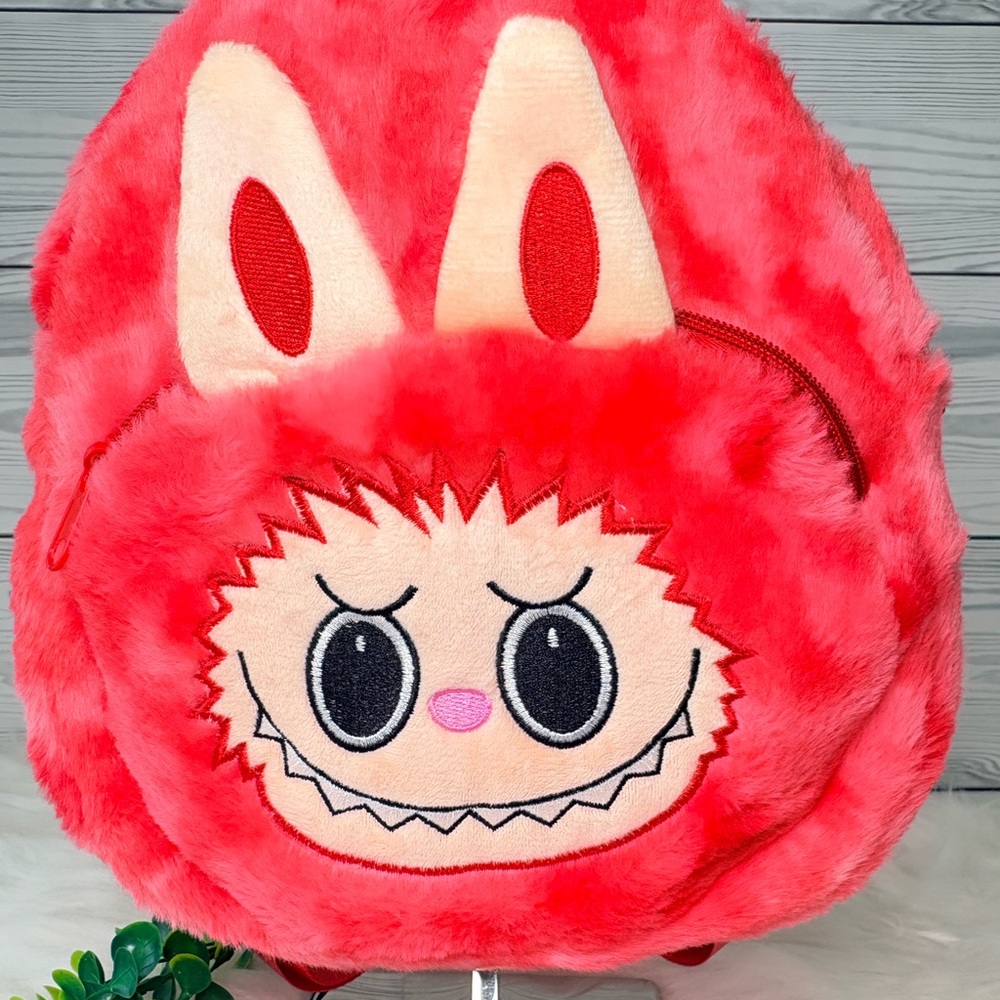 Red/Pink Labubu Plush Backpack‎ - Picture 4 of 7